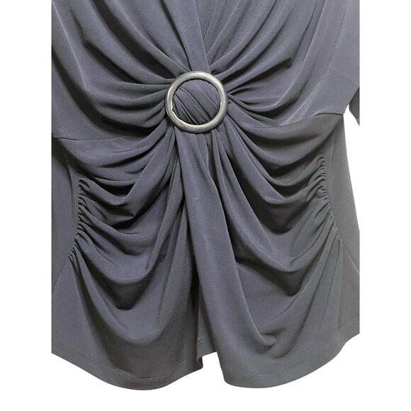 Cato Women Navy Blue V-Neck Ruched Top W/ Ring Detail XL Minimalist Comfortable - Picture 6 of 16